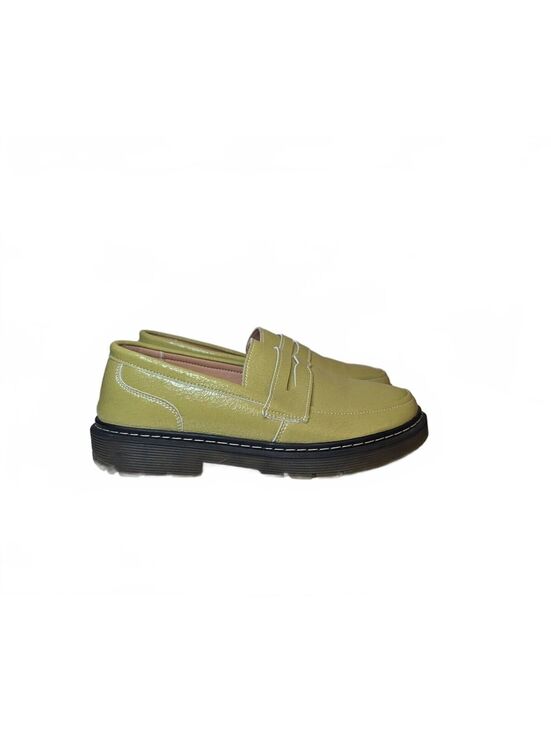Shoes - Clakblrg Green Patent Leather Loafers with White Contrast Stitching Size 9